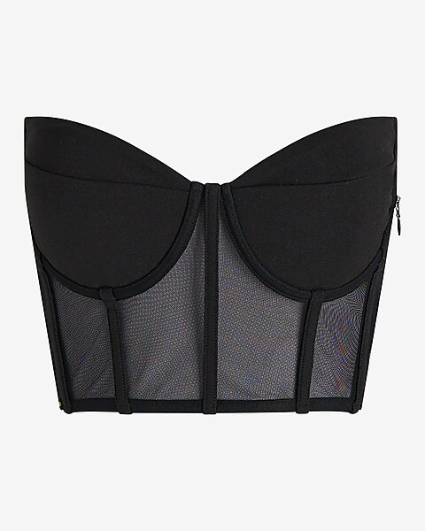 Mesh Sweetheart Neckline Corset Cropped Tube Top | Express