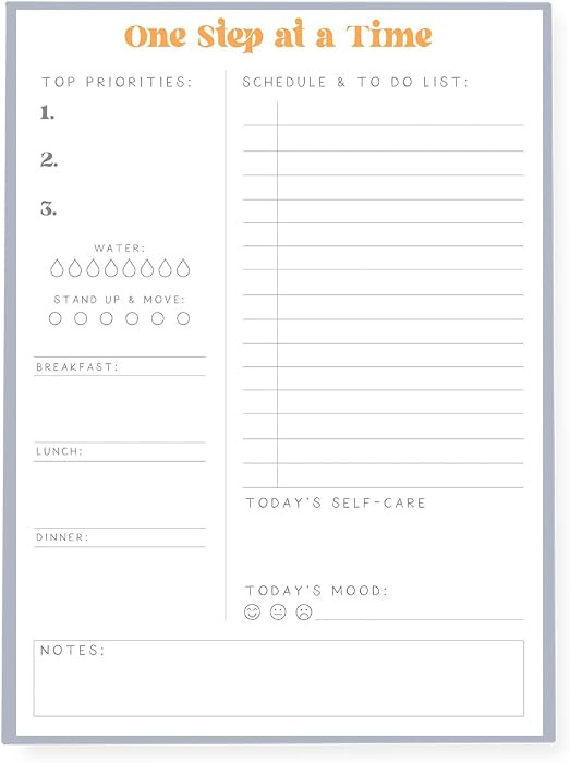 Graphique Self Care To-Do List Notepad | 150 Tear-Away Sheets | Task Planner | Daily Organizer | Memo Writing Pad | Priority Checklist | Undated | 6” x 8” | Amazon (US)
