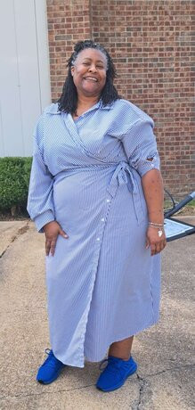 SHEIN CURVE+ Plus Size Women's Stripe Print Button-Up Front Shirt Dress, Asymmetric Hem, Dolman S... | SHEIN