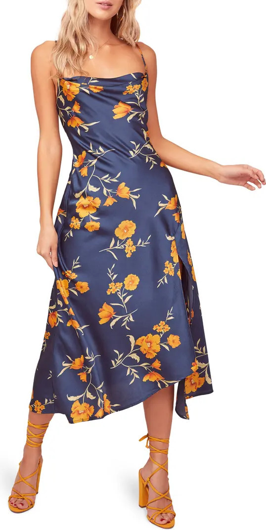 Gaia Strappy Bias Cut Satin Midi Dress | Nordstrom