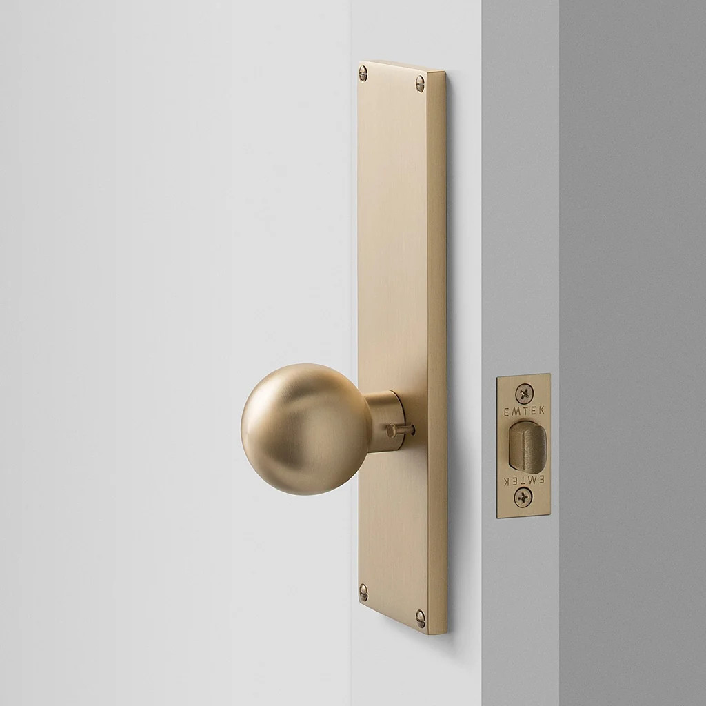 Tate Door Set with Globe Knob - Satin Brass | Schoolhouse
