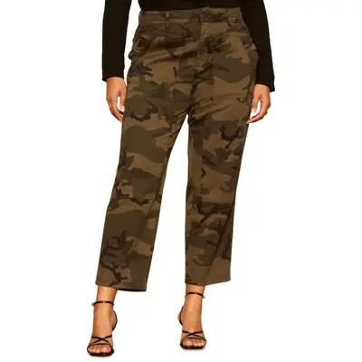 Sanctuary Sol Camo Print Utility Ankle Pants in Hiker Camo Green at Nordstrom, Size 24W | Nordstrom