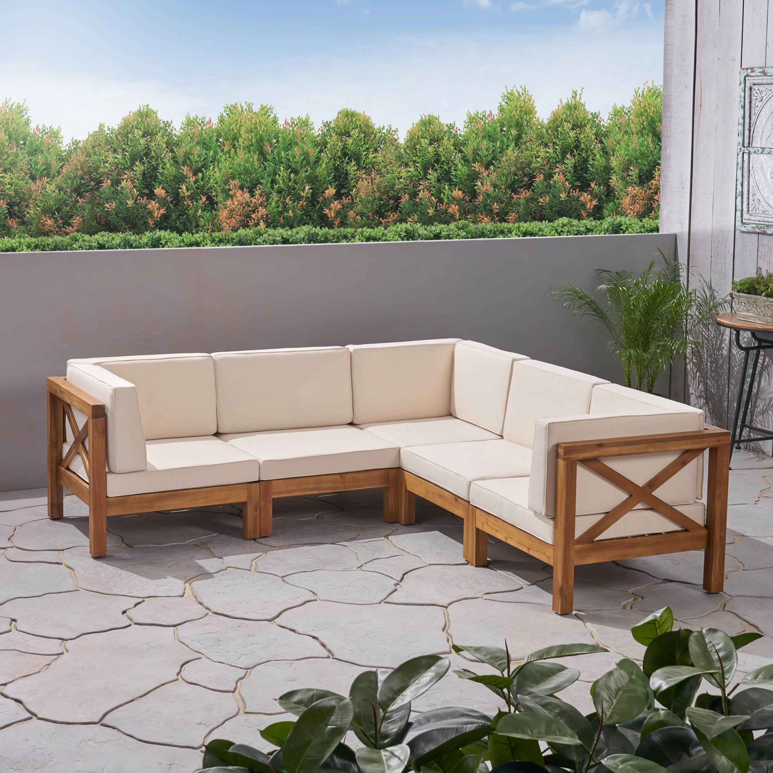 Ansel Outdoor 5 Piece Sectional Seating Group with Cushion | Wayfair North America