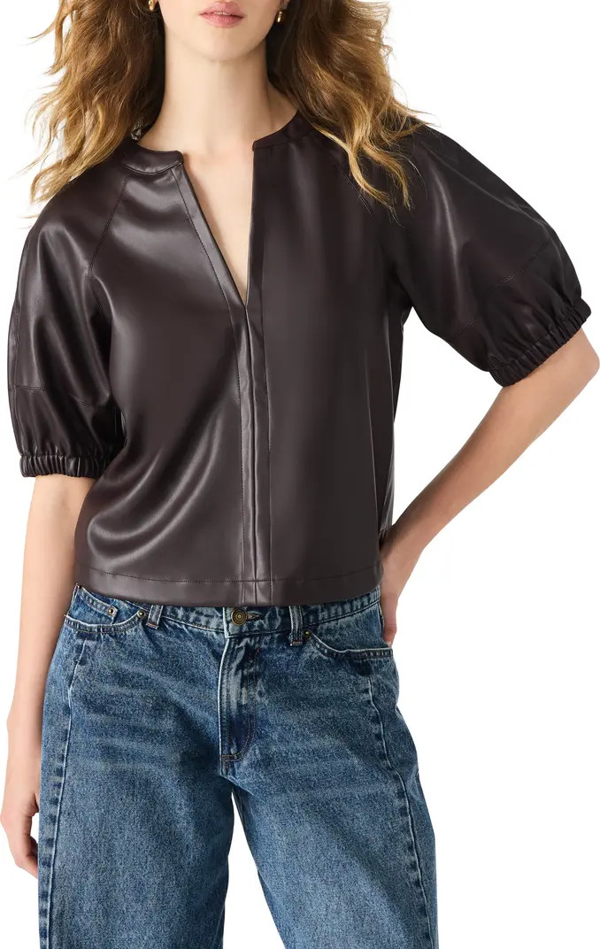 Steve Madden Roxanne Short Sleeve Faux Leather Top | Nordstrom | Nordstrom