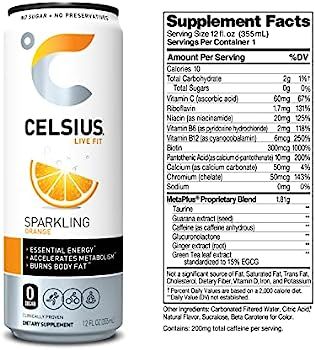 CELSIUS Essential Energy Drink 12 Fl Oz, Sparkling Orange (Pack of 12) | Amazon (US)