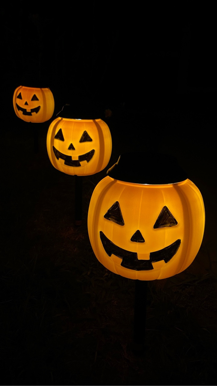 🎃 DIY Solar Jack-O-Lanterns! 🎃
This was a favorite from last year! Grab some bucket pumpkins from Walmart & solar-powered path lights from Lowes to create your own glowing jack-o-lanterns! 
I’ve also linked a light from Walmart at a lower price point, but they do create lines across the pumpkin’s face

✨TIPS: I painted over the face with acrylic black paint to make sure the silhouette would really pop! Also be sure to hot glue the underside of the lights to the pumpkin so that they don’t slide down

#LTKSeasonal #LTKFindsUnder50 #LTKHome