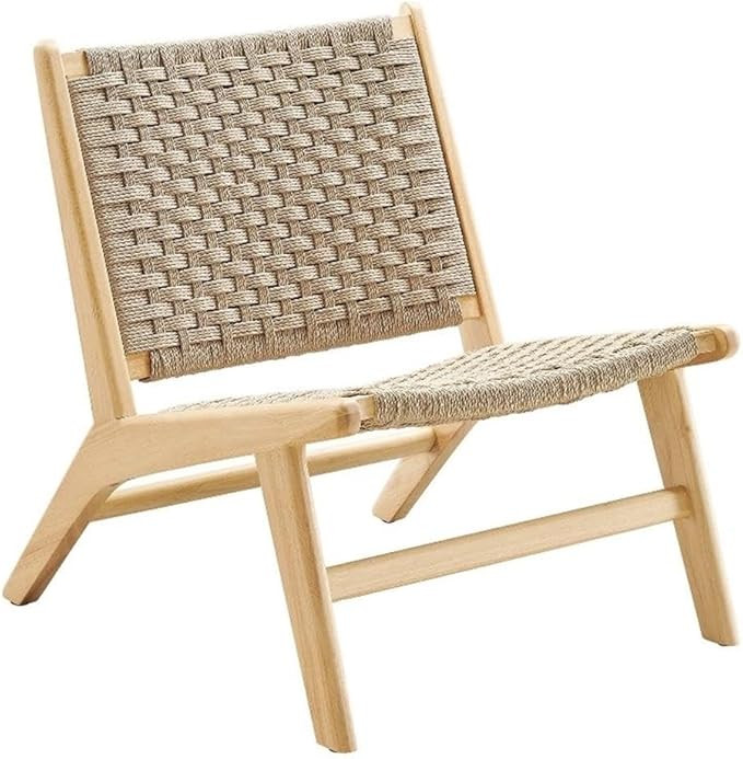 Modway Saoirse Woven Rope Wood Accent Lounge Chair in Natural Natural | Amazon (US)