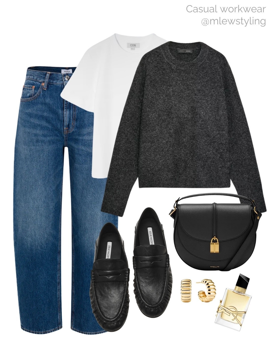 Casual workwear for the new year 🩶

Tags: winter outfit, new in Zara knit, grey sweater, COS white t-shirt, black loafers, barrel leg jeans, DeMellier bag, ysl perfume, Mejuri gold hoop earrings, neutral aesthetic, capsule wardrobe, office outift 

#LTKWorkwear #LTKootd #LTKSeasonal
