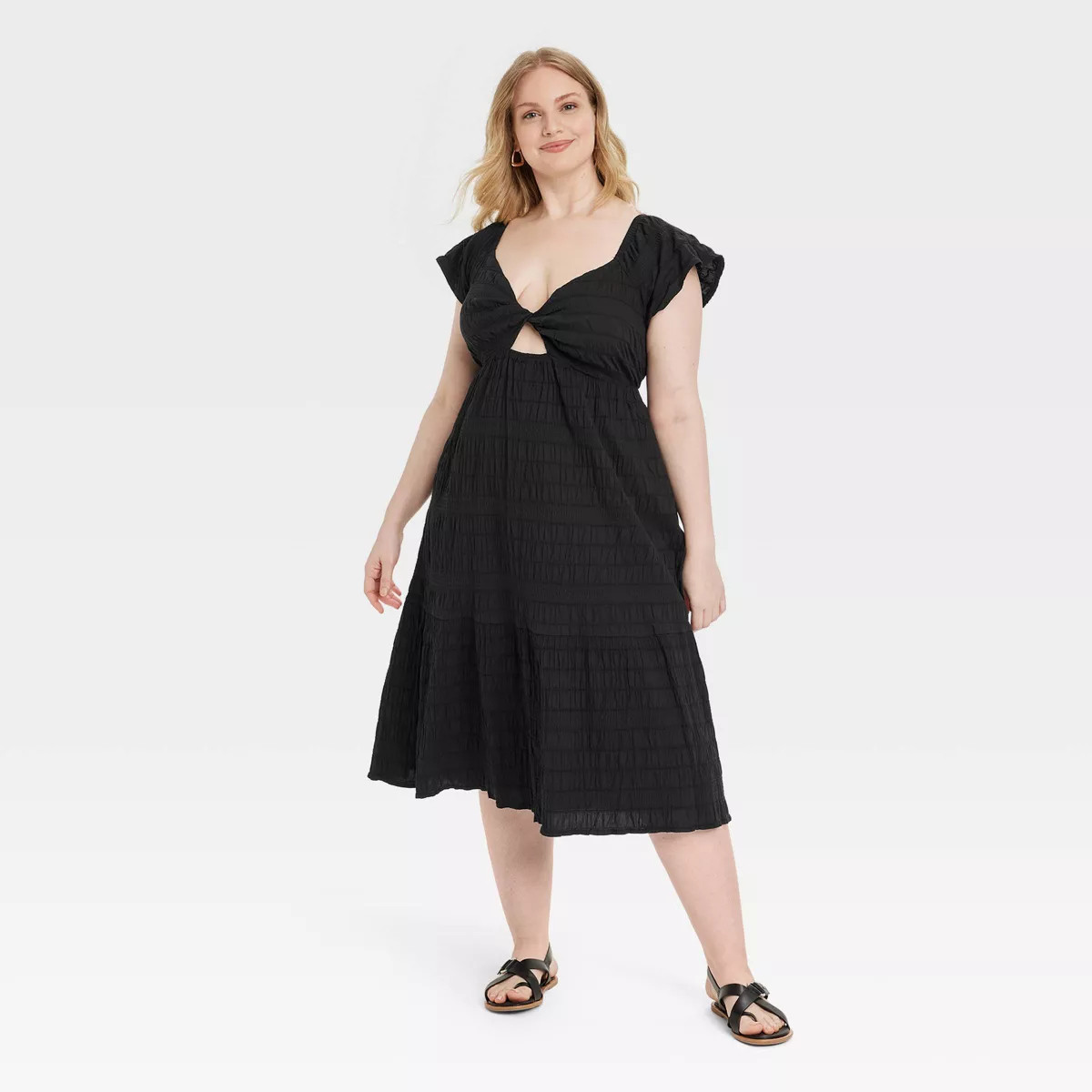 Women's Flutter Short Sleeve Midi A-Line Dress - Universal Thread™ | Target