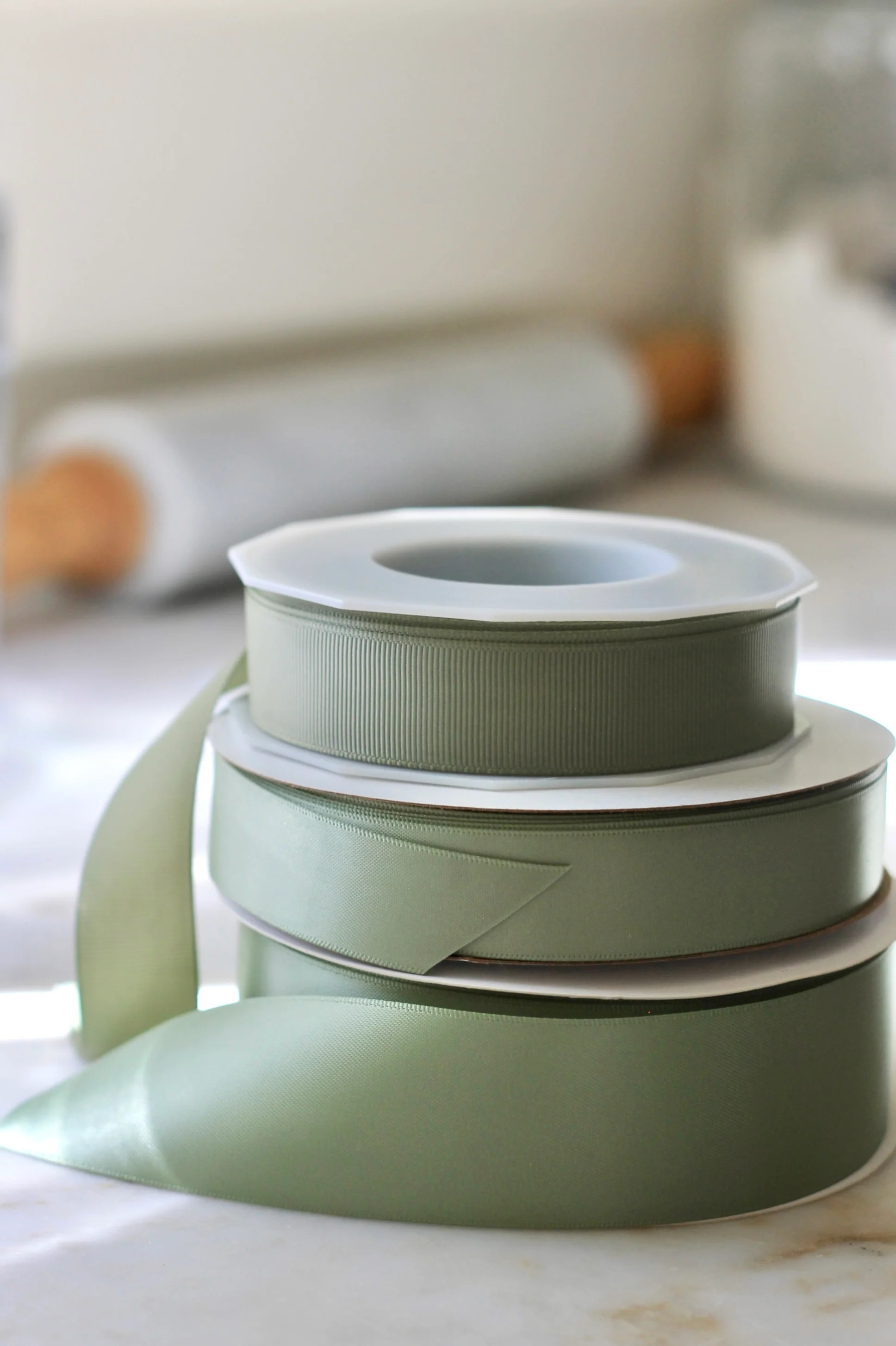Spring Moss Ribbon | Grosgrain & Satin | JSH Home Essentials