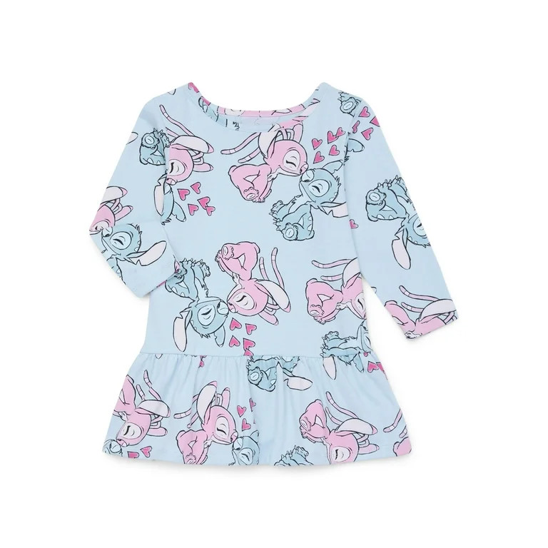 Stitch Toddler Girls Print Drop Waist Dress with Long Sleeves, Sizes 12M-5T | Walmart (US)