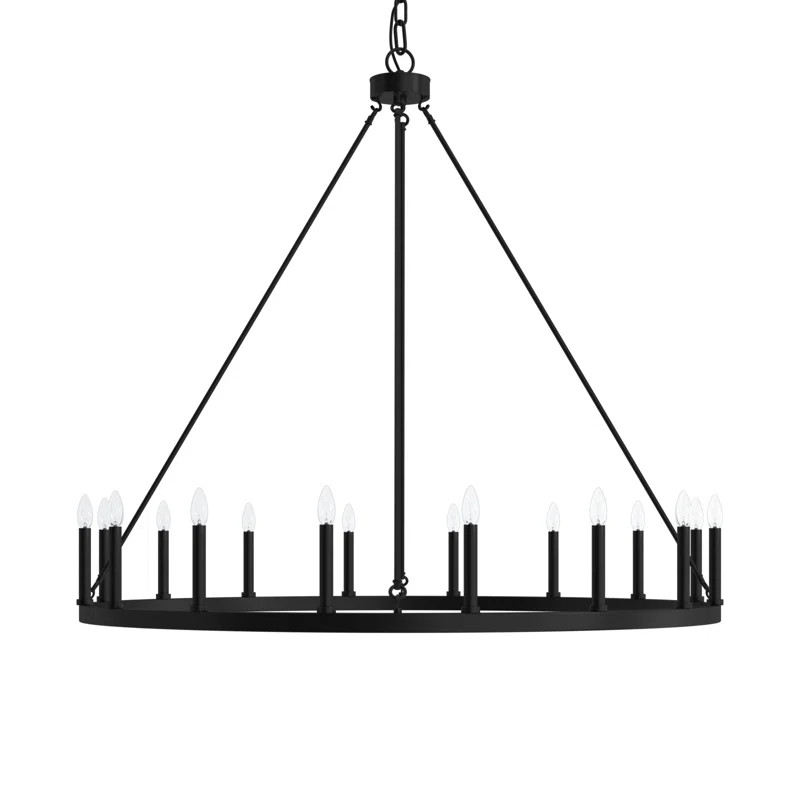 Avalee 16 - Light Living Room Steel Dimmable Wagon Wheel Chandelier UL Certified | Wayfair North America
