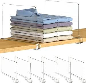 Utopia Home 6 Pack Acrylic Shelf Dividers for Closet Organization - Closets Shelf and Closet Sepa... | Amazon (US)