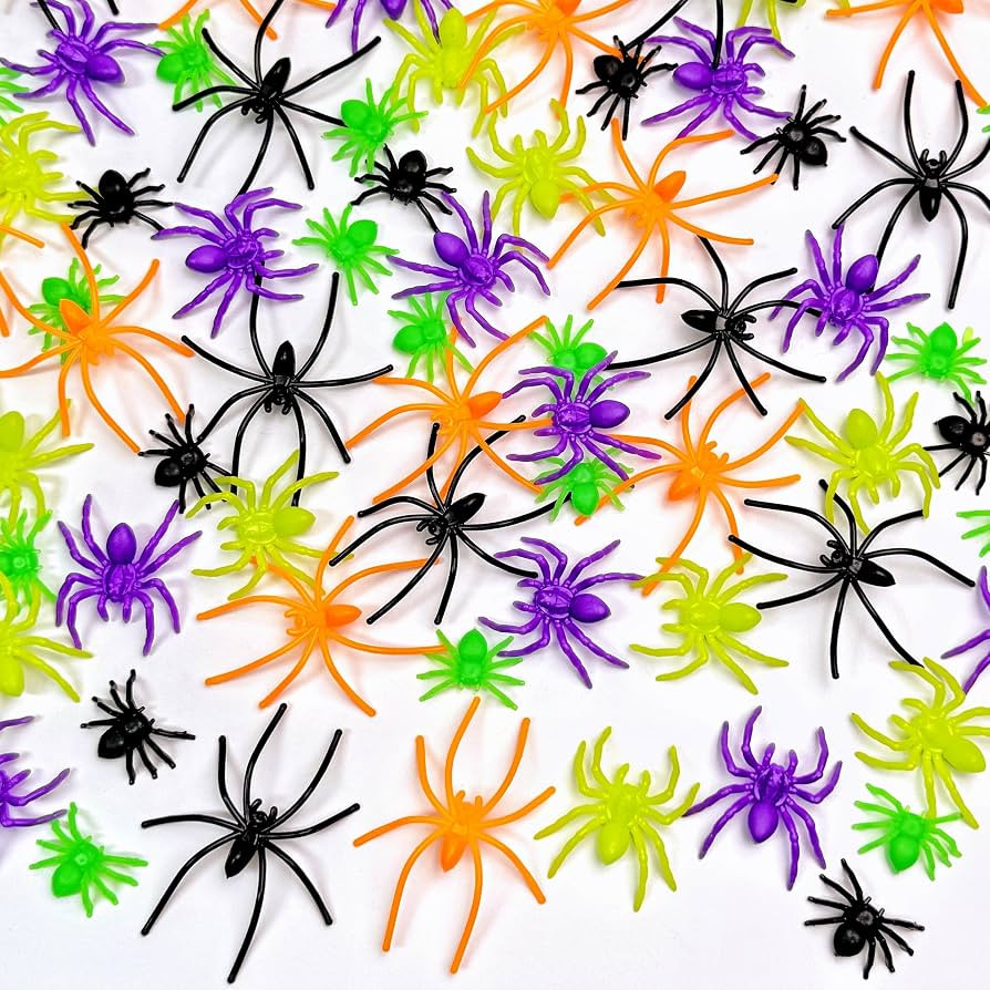 VOVEA Plastic Spiders Halloween Decorations 120PCS, 6 Colorful Styles Fake Spiders Small Realisti... | Amazon (US)