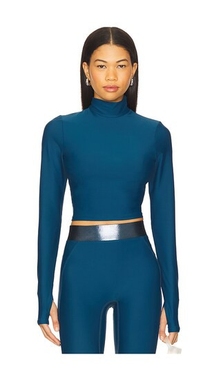 Heroine Sport Long Sleeve Mock Neck Top in Teal. - size M | Revolve Clothing (Global)