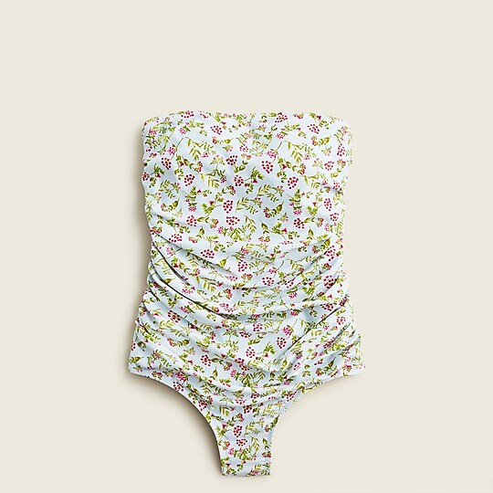 Ruched bandeau one-piece in cloud meadow floral | J. Crew US