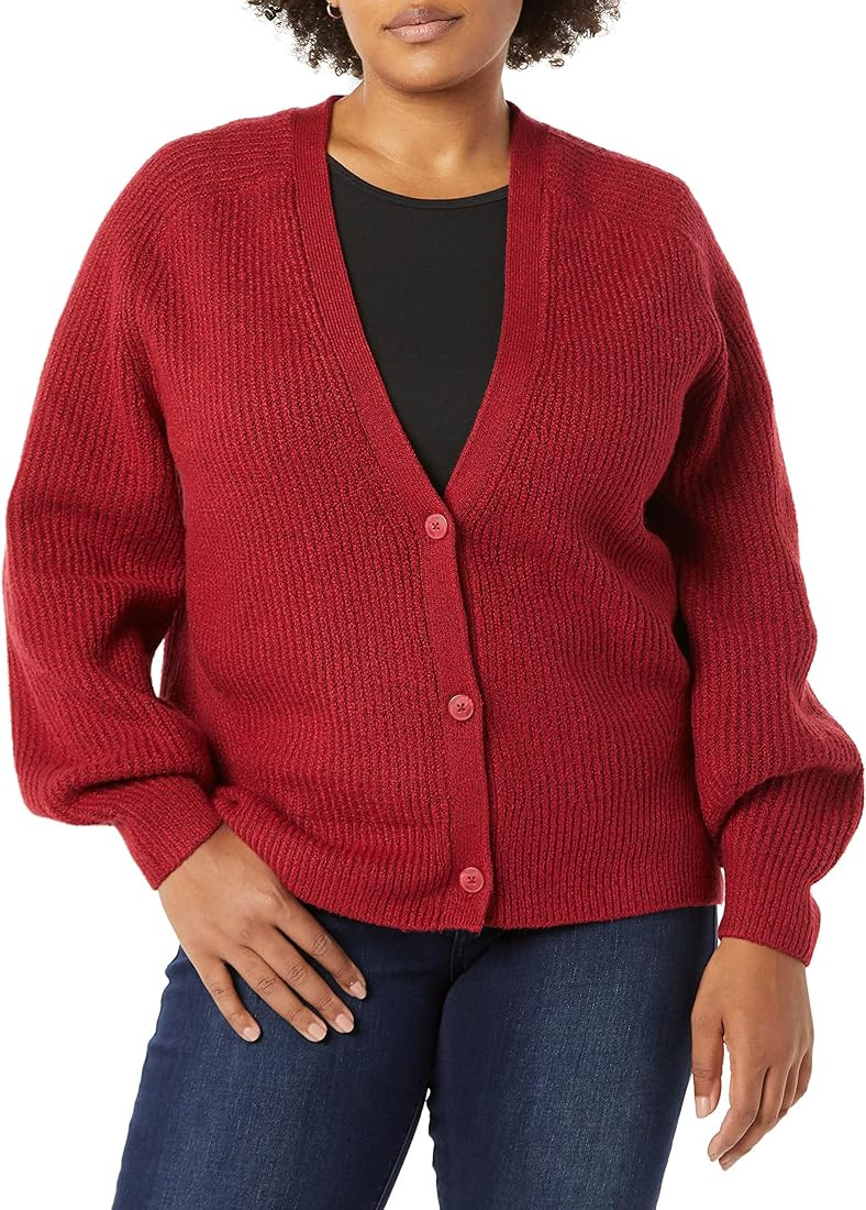Women's Soft Touch Ribbed Blouson Cardigan | Amazon (US)