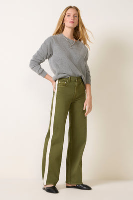 LE JEAN Women's Track Column Jean, Size 30, Green | Evereve
