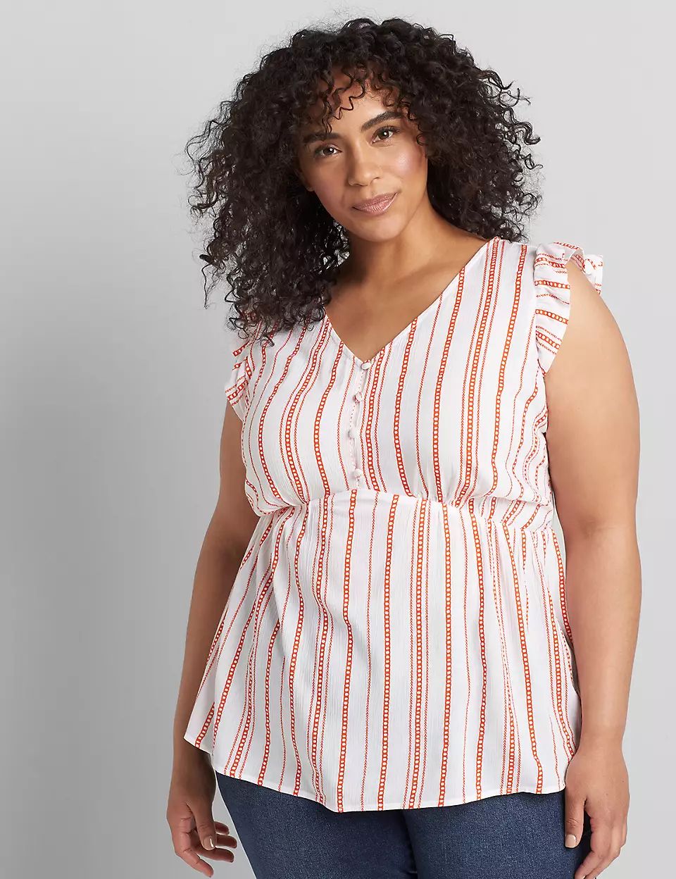 V-Neck Ruffle Edge Tank | Lane Bryant (US)