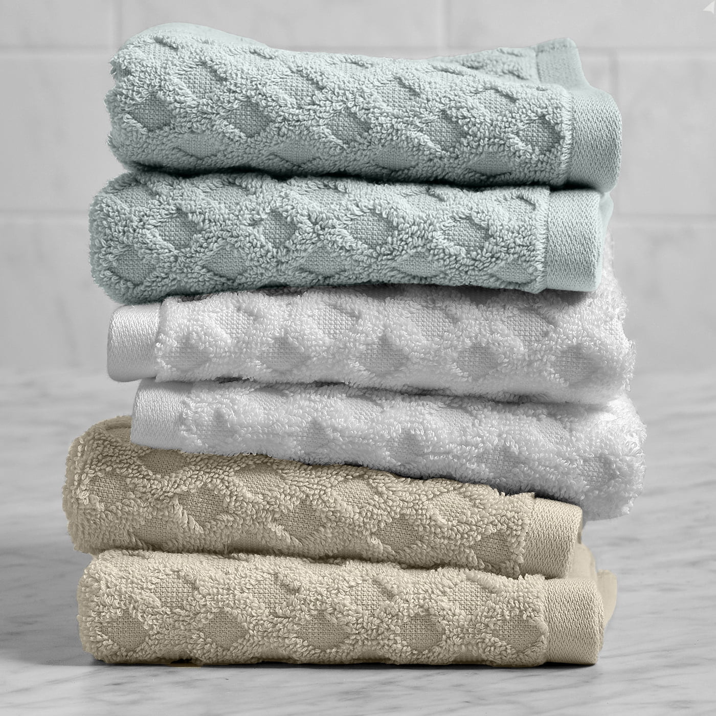 Better Homes & Gardens Thick and Plush Textured 6-Piece Washcloth Set, White | Walmart (US)