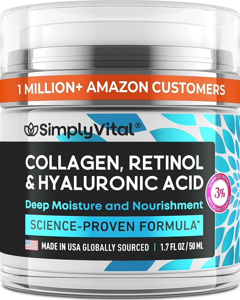 Anti-Aging Face Moisturizer with Retinol, Collagen & Hyaluronic Acid - Made in USA - Moisturizer ... | Amazon (US)