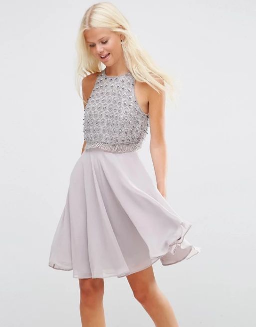 ASOS Embellished Crop Top Mini Dress | ASOS UK