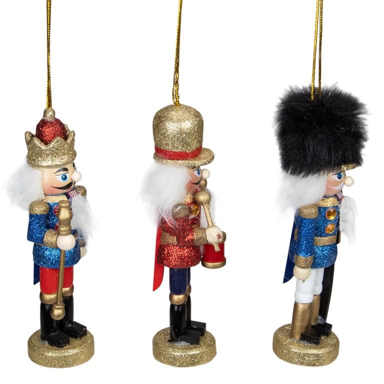 Set of 3 Glittery Assorted Classic Nutcracker Ornaments 5" | Walmart (US)