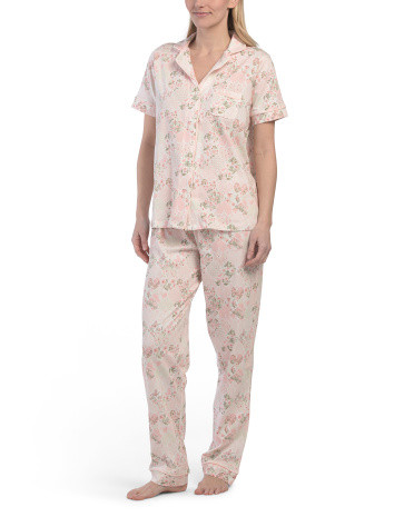 2pc Organic Cotton Paisley Short Sleeve Top And Pants Pajama Set | TJ Maxx