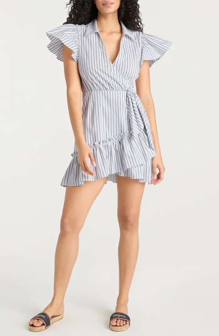 Lila Stripe Asymmetric Ruffle Minidress | Nordstrom
