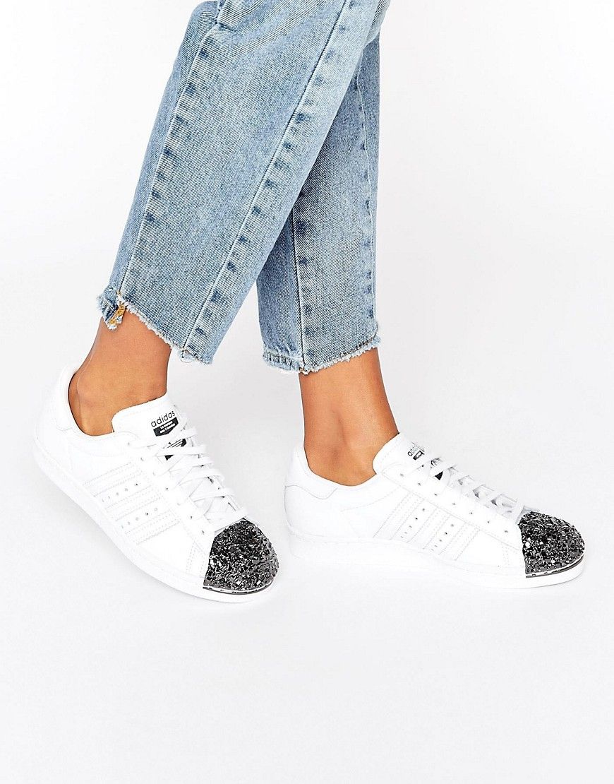 adidas Originals White Superstar Trainers With Silver Metal Toe Cap - White | Asos EE