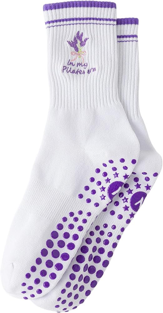 Yawlsow Pilates Grip Socks for Women Yoga Grippy Socks Cute Barre Non Skid Athletic Crew Sticky S... | Amazon (US)