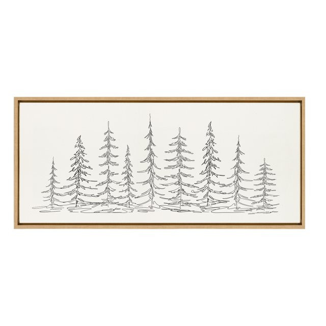 Kate and Laurel Sylvie Minimalist Evergreen Trees Sketch Framed Linen Textured Canvas Wall Art by... | Walmart (US)