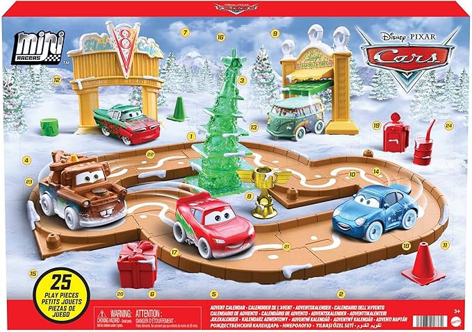 ​Disney and Pixar Cars Toys Mini Racers Advent Calendar with 5 Toy Cars, Track Pieces and Mini-... | Amazon (US)