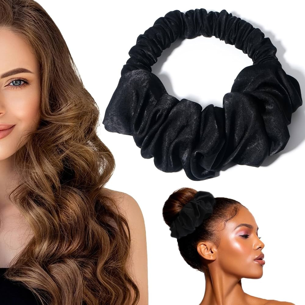 Heatless Hair Curler for Overnight Curls, Soft Scrunchie Roller Headband for Long Hair (Black) | Amazon (US)