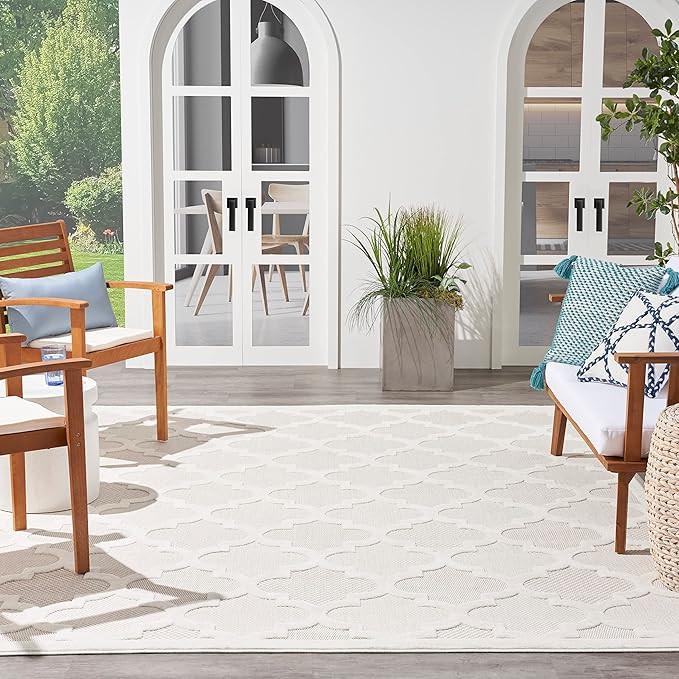 Nourison Easy Care Moroccan Ivory/White 8' x 10' Area -Rug, Trellis, Easy Cleaning, Non Shedding,... | Amazon (US)