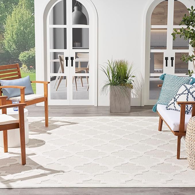 Nourison Easy Care Moroccan Ivory/White 8' x 10' Area -Rug, Trellis, Easy Cleaning, Non Shedding,... | Amazon (US)