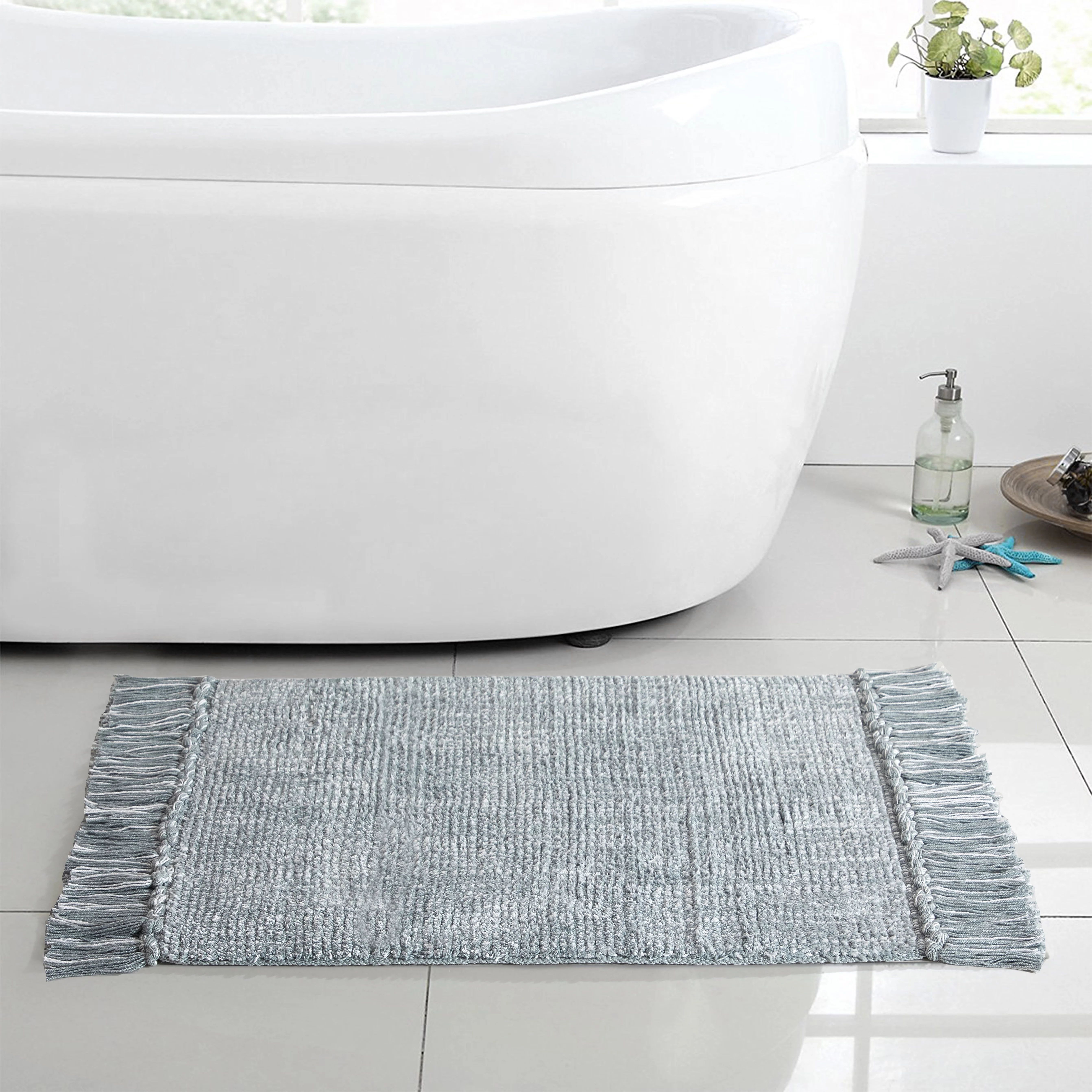 Better Homes & Gardens 100% Cotton Fringe 20" x 30" Silver Reversible Bath Rug, Available in Mult... | Walmart (US)