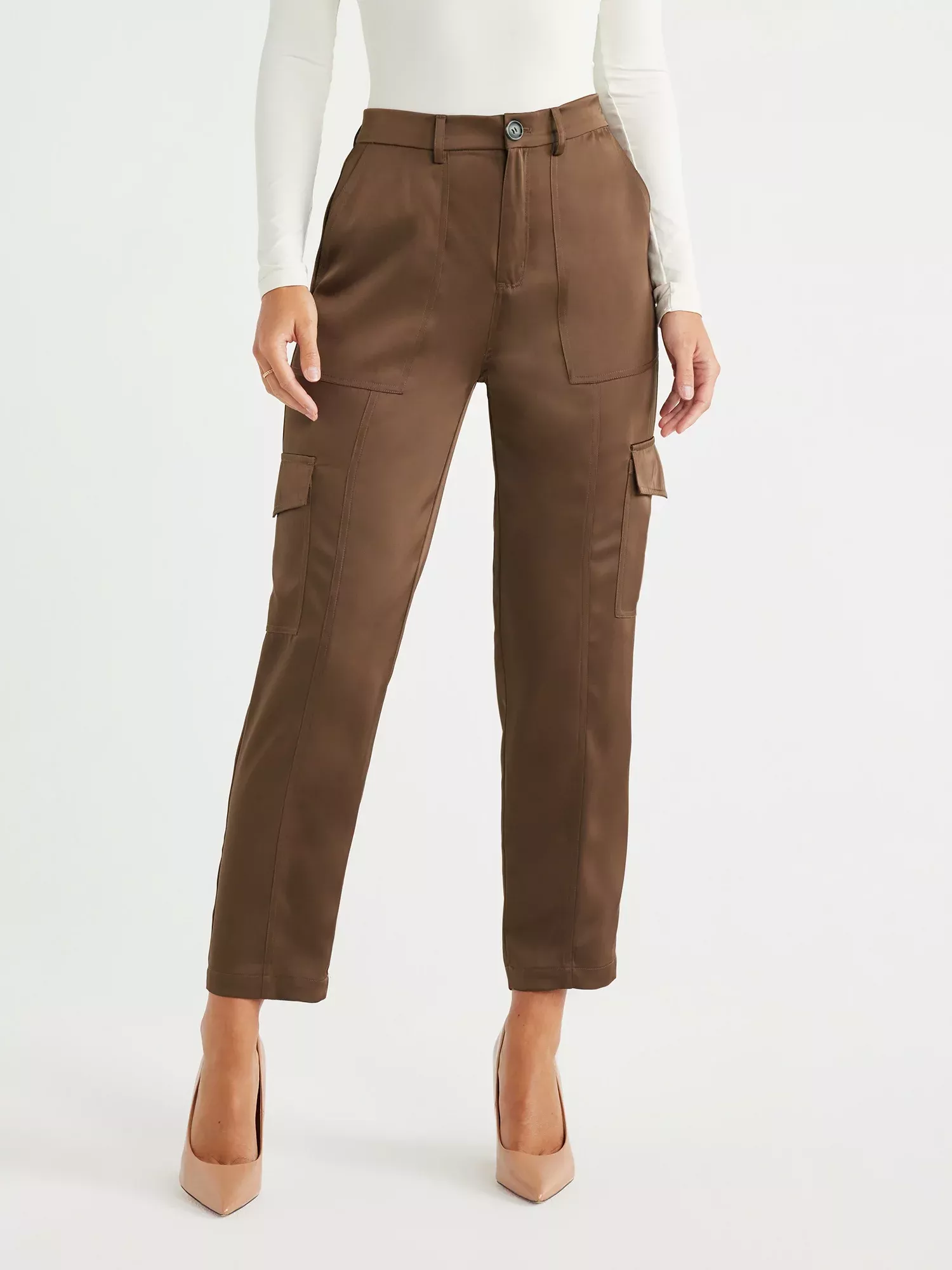 Sofia Jeans Women's Super High Rise Luxe Cargo Pants, 27 Inseam