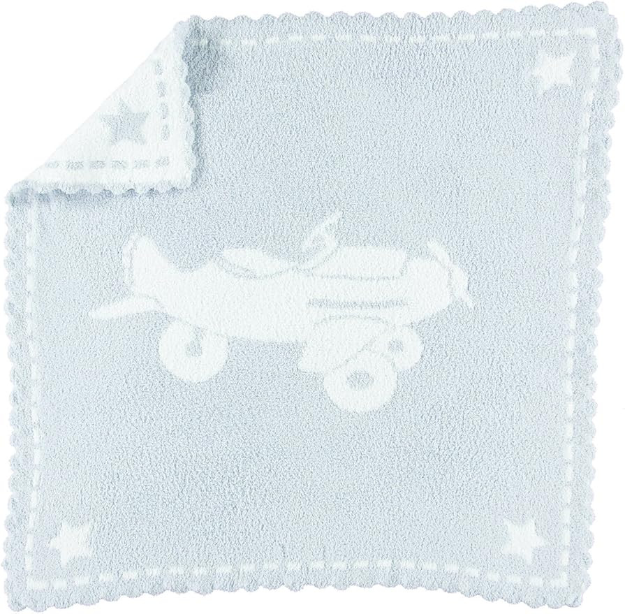 Barefoot Dreams CozyChic Scalloped Baby Receiving Blanket - Blue & White 30x 32 | Amazon (US)