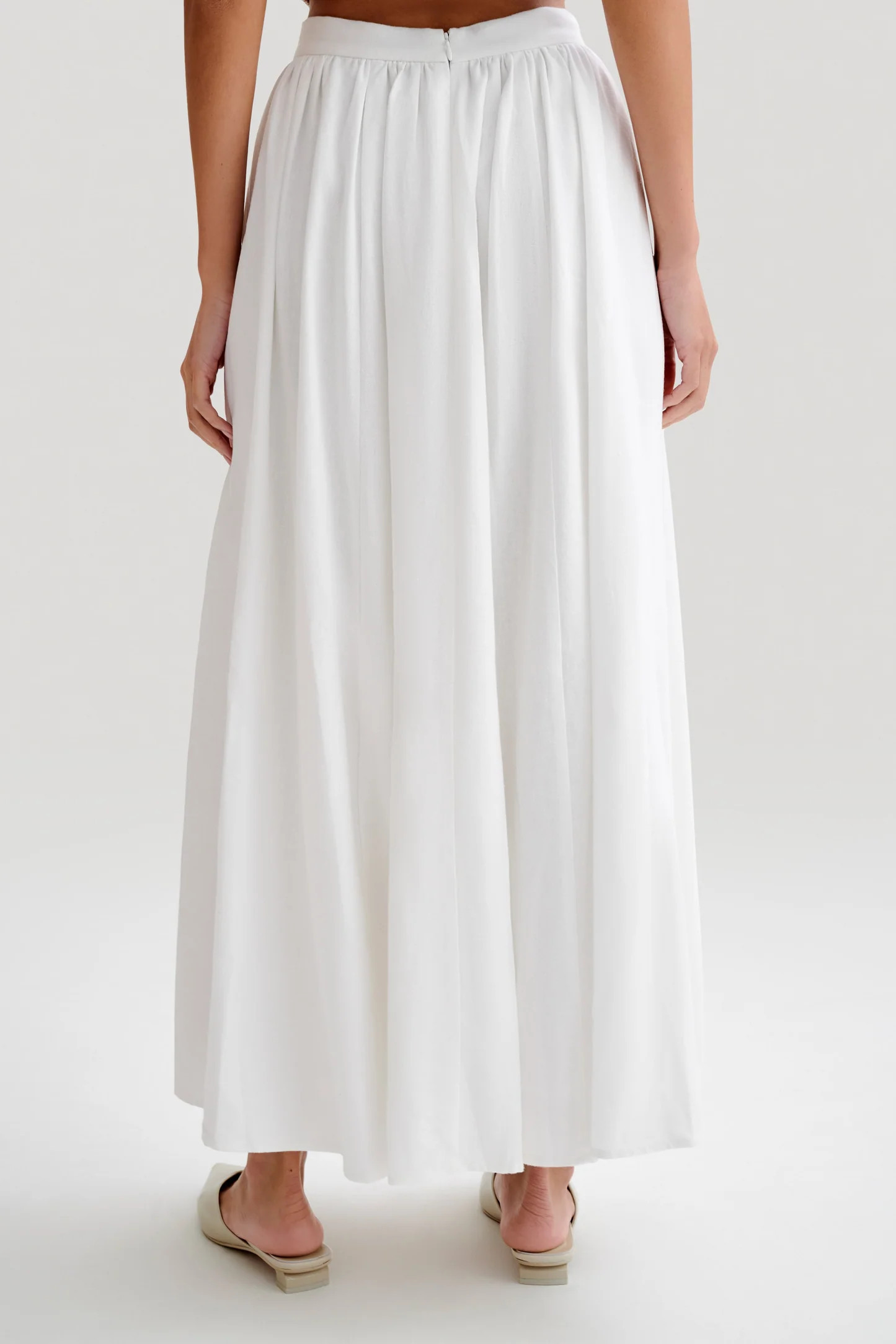 Clarence Linen A-Line Maxi Skirt - White | Meshki UK