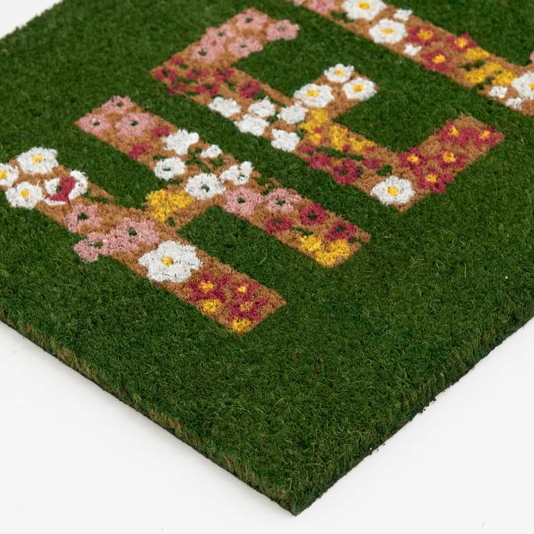 Mainstays Hello Flower Garden Outdoor Coir Doormat, 18"x30" | Walmart (US)