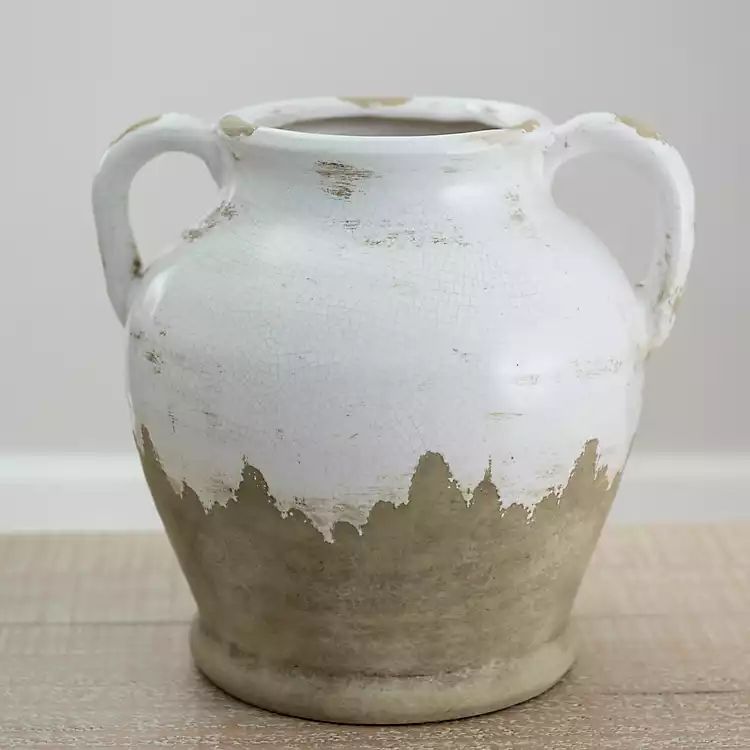 Ivory Vintage Ceramic Handle Vase | Kirkland's Home