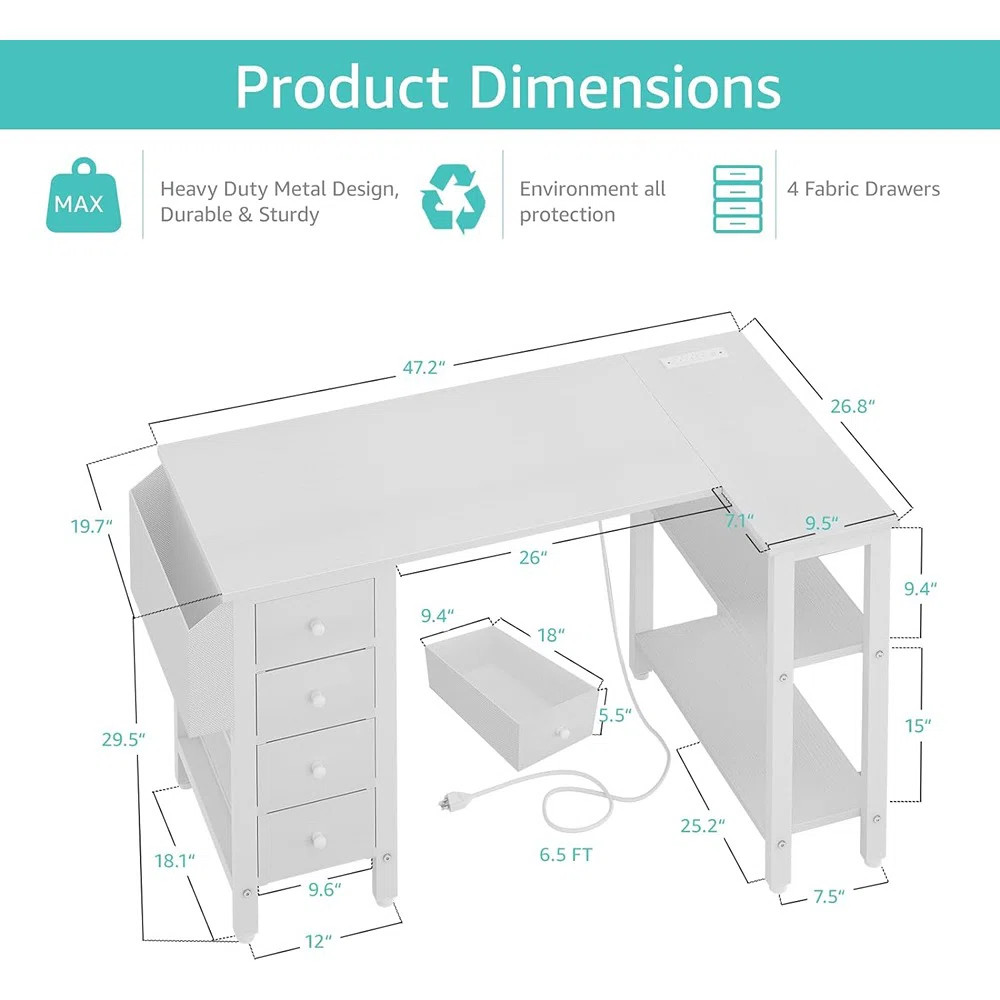 Cheshire Built-in Outlets L-Shaped Computer Desk with Drawers & Storage Shelves | Wayfair North America