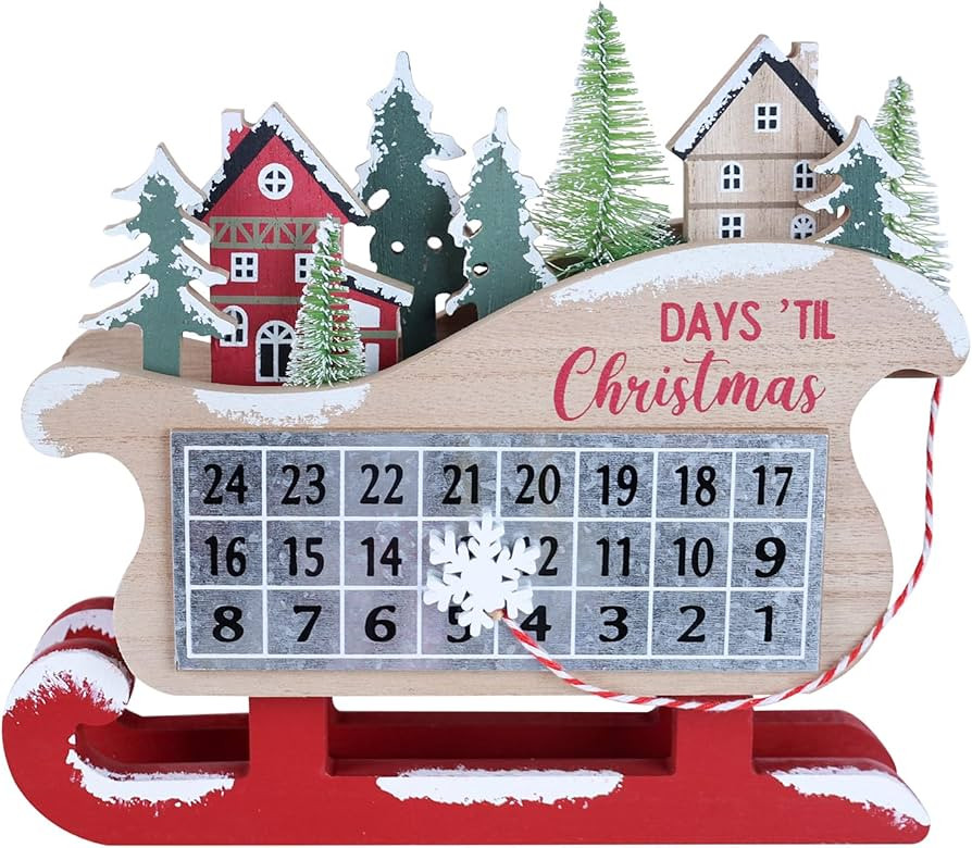 MEETYAMOR Christmas Countdown, Large Size Wood Christmas Snow House Christmas Decor, Farmhouse Ru... | Amazon (US)