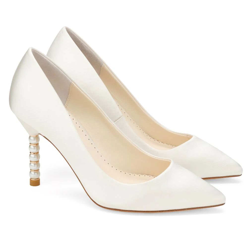 Ivory Pumps with Pearl & Gold Ring Heels | Bella Belle Shoes