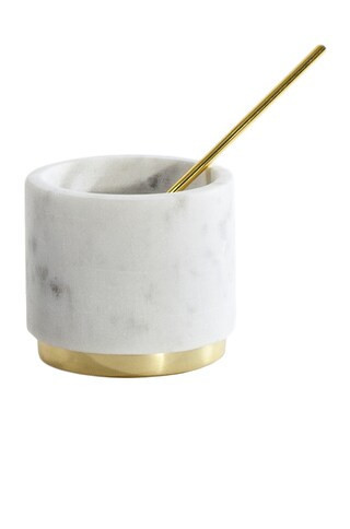 HAWKINS NEW YORK Simple Marble and Brass Sugar Pinch Pot in White | FWRD 