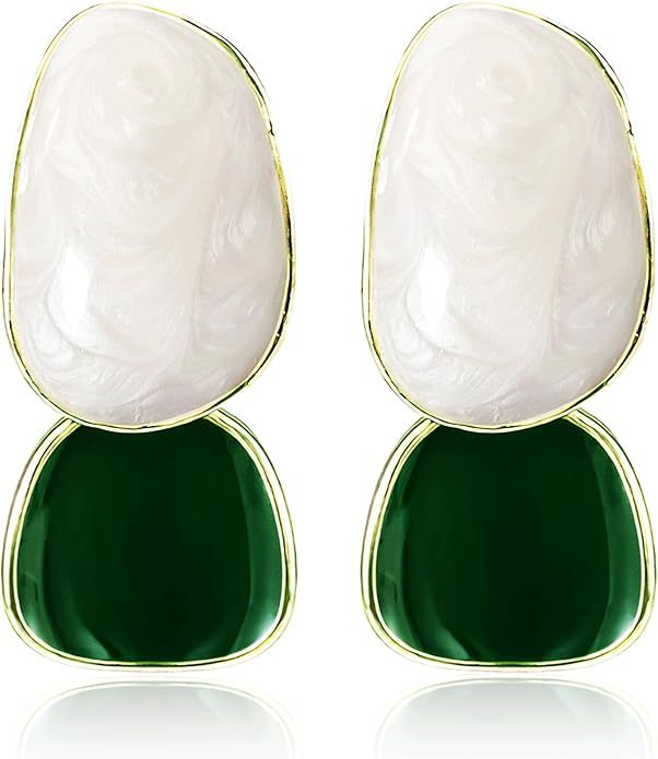 NIVANA Green Earrings For Women Dangle, Dark Green Earrings, Green And Gold Earrings, Green Pearl... | Amazon (US)