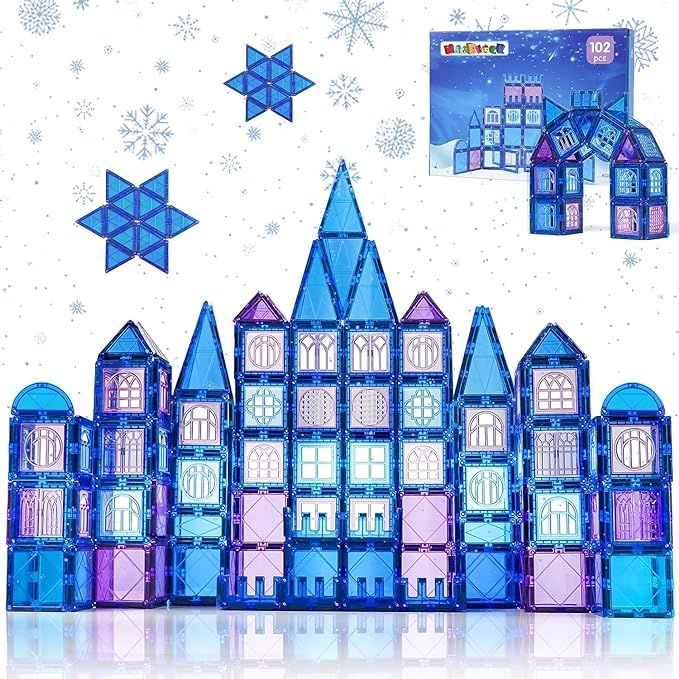 MAGBLOCK 102pcs Magnetic Tiles Frozen Magnet Building for 3 4 5 6 7 8 Years Old Girls Birthday Gi... | Amazon (US)