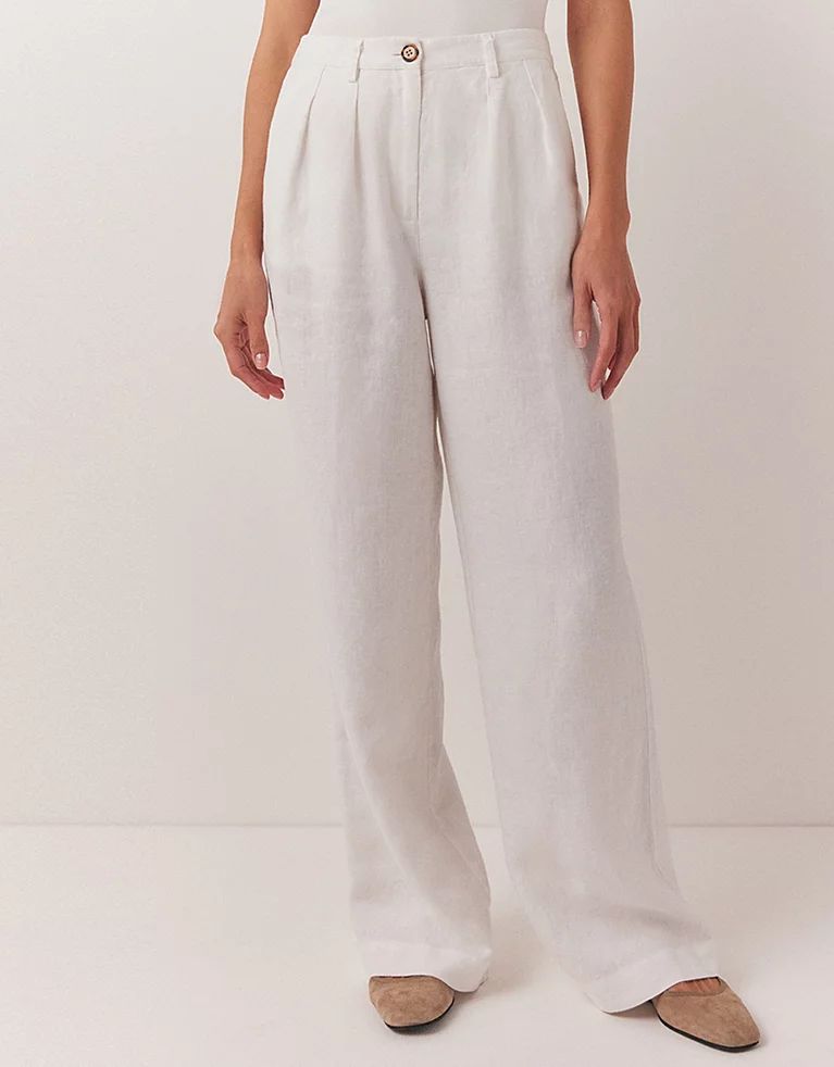 Linen Wide Leg Two Pleat Trousers | Trousers & Leggings | The  White Company | The White Company (UK)