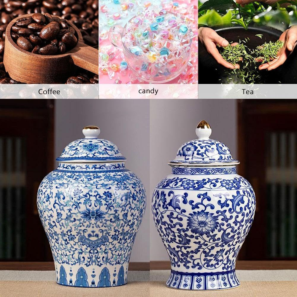 Chinoiserie Blue White Ginger Jars, Porcelain Jar Tea Storage, Ceramic Decorative Ginger Jar With... | Amazon (US)